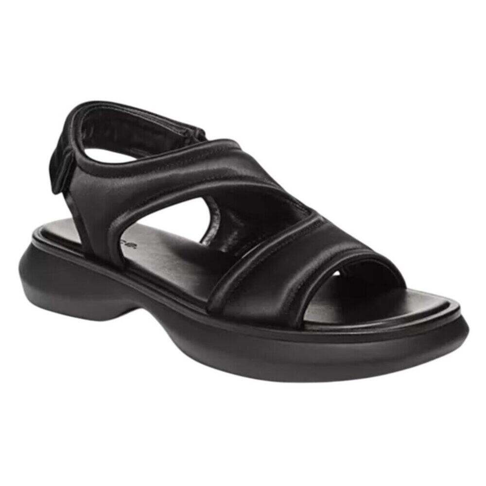 Vince Women Sandals Size 8M Black Leather Padded Cutout Platform Ankle Strap